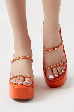 Faux Croc Chain Wedges