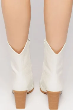 Faux Croc Cowboy Ankle Boots