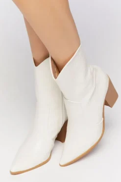 Faux Croc Cowboy Ankle Boots