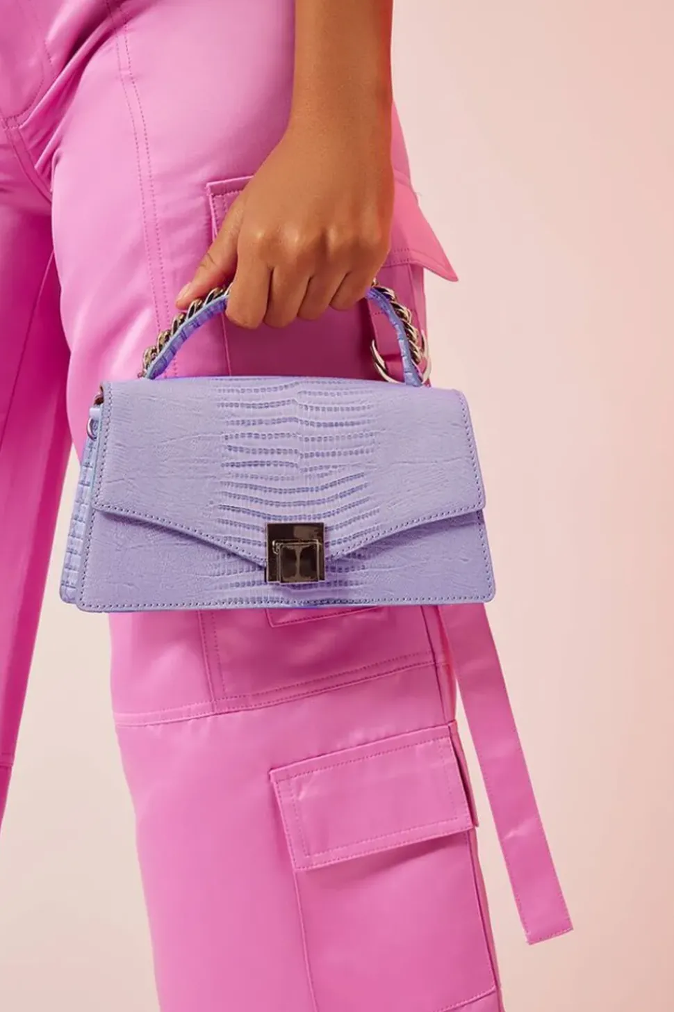 Faux Croc Crossbody Bag