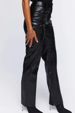 Faux Croc High-Rise Pants
