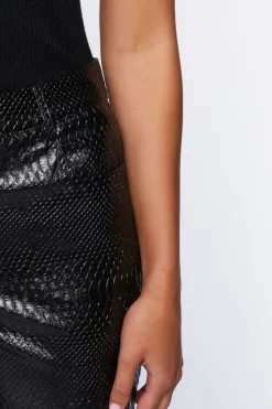 Faux Croc High-Rise Pants