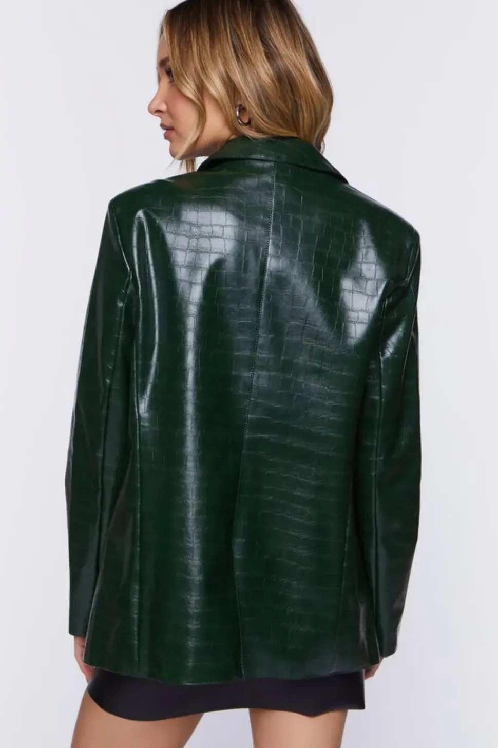 Faux Croc Leather Blazer