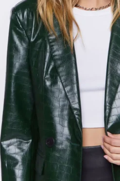 Faux Croc Leather Blazer
