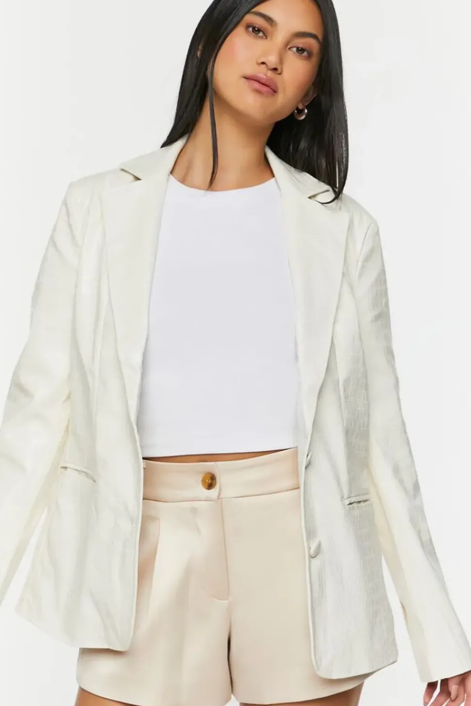Faux Croc Leather Blazer