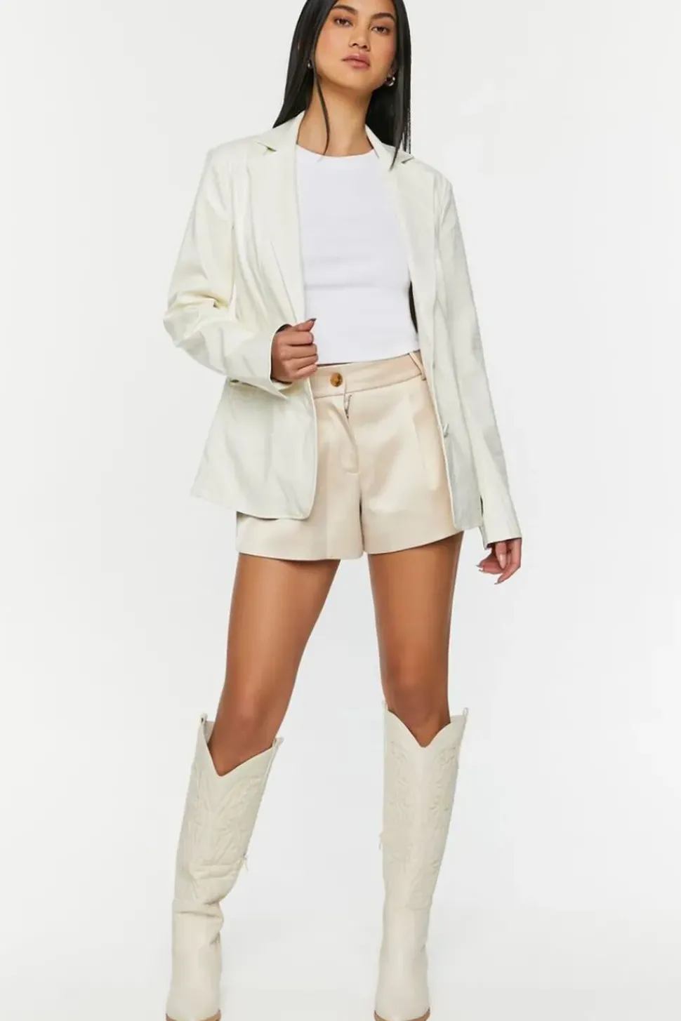 Faux Croc Leather Blazer