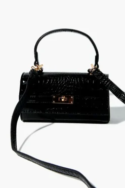 Faux Croc Leather Crossbody Bag