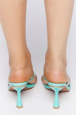 Faux Croc Leather Thong Heels