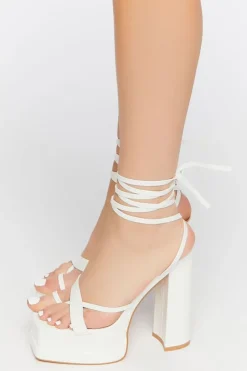 Faux Croc Platform Lace-Up Heels
