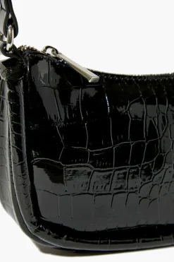 Faux Croc Shoulder Bag