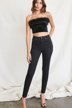 Faux Feather-Trim Tube Top