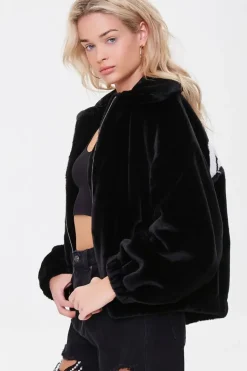 Faux Fur Angel Graphic Jacket