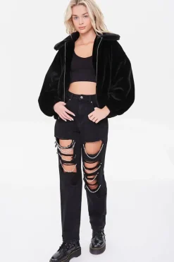 Faux Fur Angel Graphic Jacket