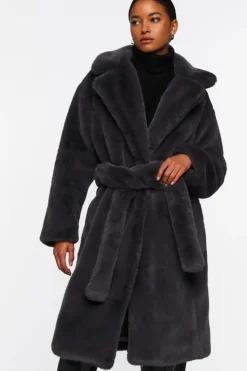 Faux Fur Belted Coat