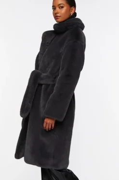 Faux Fur Belted Coat