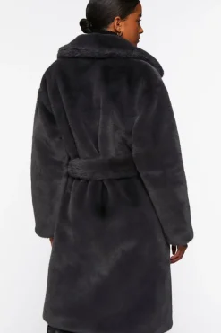 Faux Fur Belted Coat
