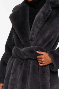 Faux Fur Belted Coat