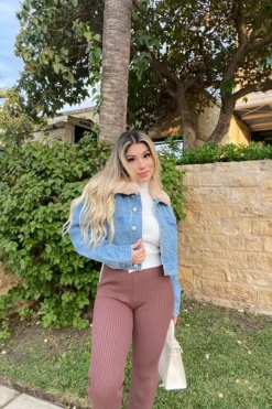 Faux Fur Collar Denim Jacket