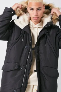 Faux Fur-Hood Utility Jacket