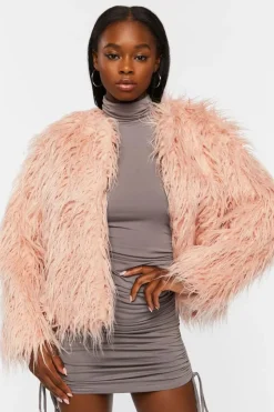 Faux Fur Open-Front Coat