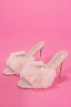 Faux Fur Open-Toe Stiletto Heels