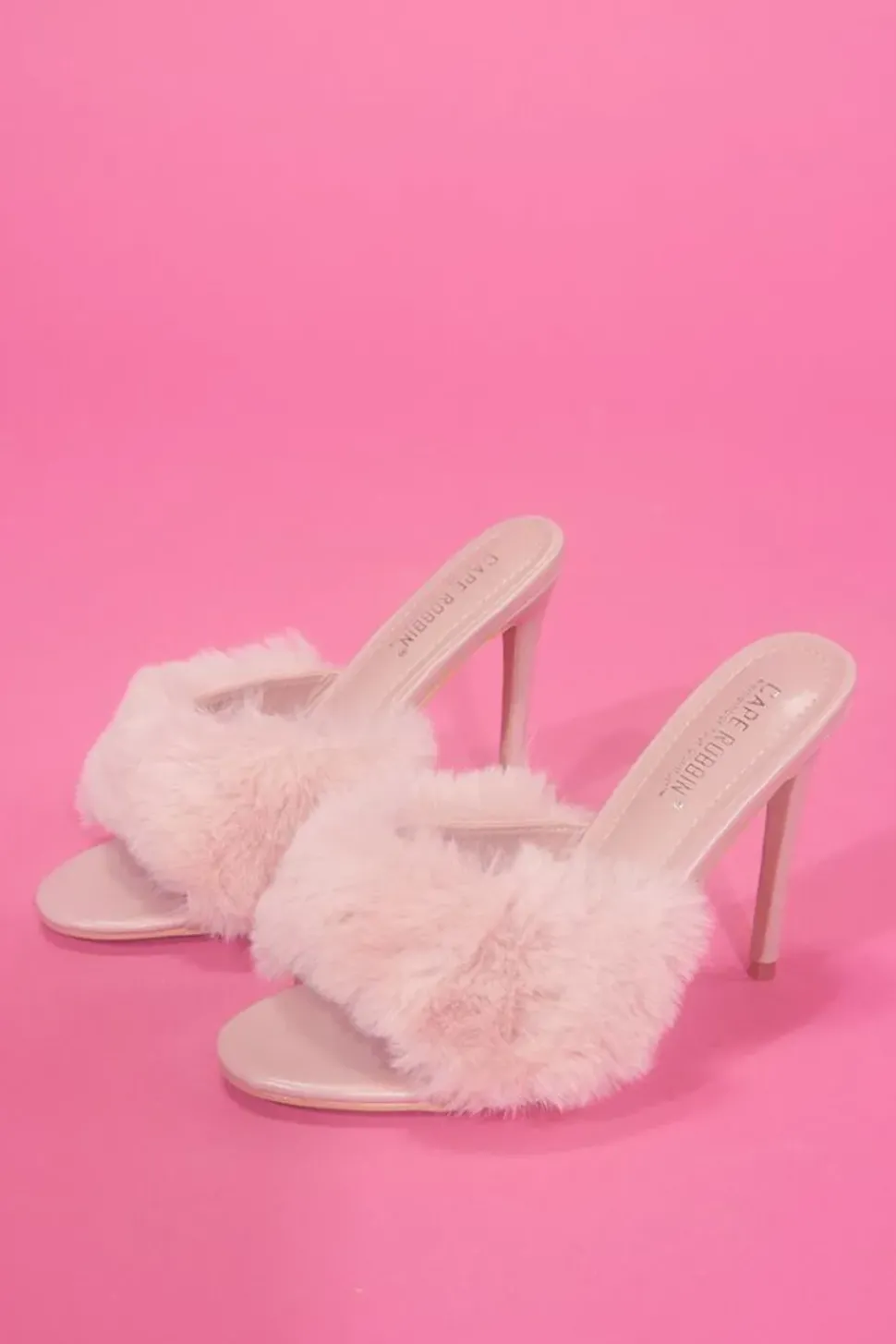 Faux Fur Open-Toe Stiletto Heels