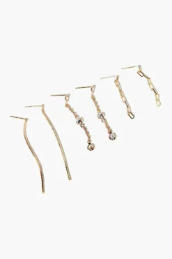 Faux Gem Chain Drop Earring Set