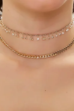 Faux Gem Charm Choker Necklace Set