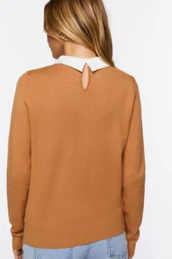 Faux Gem-Collar Sweater