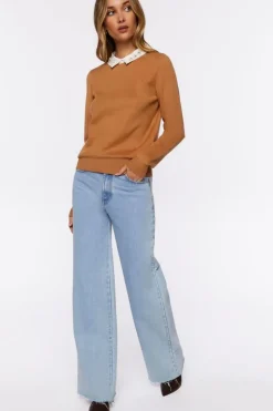 Faux Gem-Collar Sweater