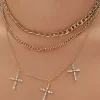 Faux Gem Cross Chain Necklace Set