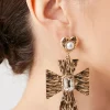 Faux Gem Cross Drop Earrings