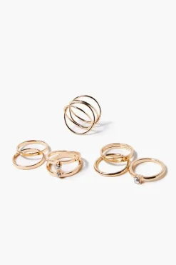 Faux Gem Cutout Ring Set