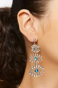 Faux Gem Evil Eye Drop Earrings