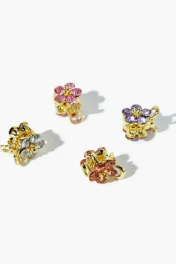 Faux Gem Floral Claw Hair Clips