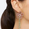 Faux Gem Floral Drop Earrings