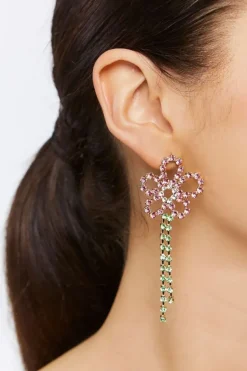 Faux Gem Floral Drop Earrings