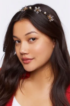 Faux Gem Flower Headband