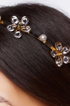 Faux Gem Flower Headband