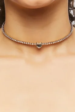 Faux Gem Heart Choker Necklace