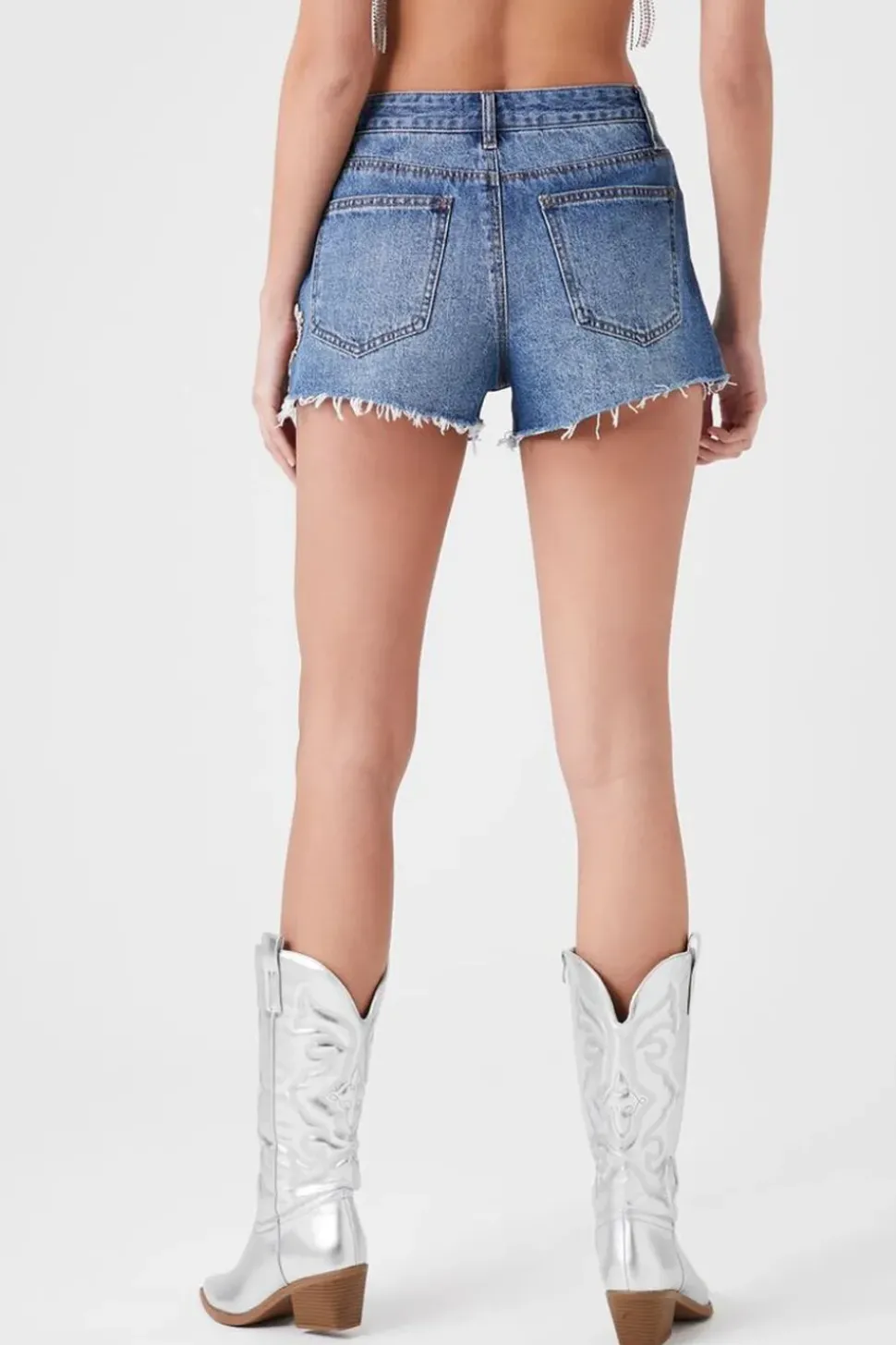 Faux Gem Heart Denim Shorts