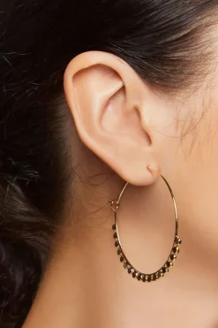 Faux Gem Hoop Earrings