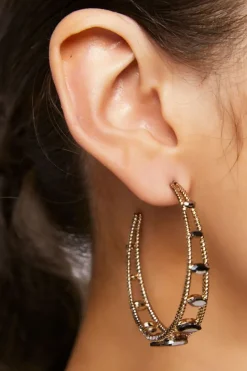 Faux Gem Hoop Earrings