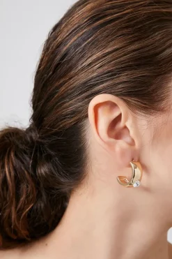 Faux Gem Hoop Earrings
