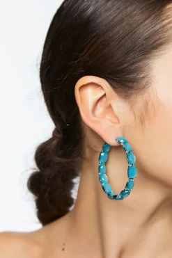 Faux Gem Hoop Earrings