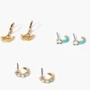 Faux Gem Hoop Earring Set