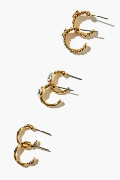 Faux Gem Hoop Earring Set