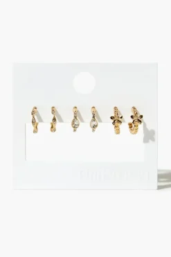 Faux Gem Hoop Earring Set