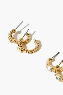 Faux Gem Hoop Earring Set