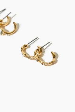 Faux Gem Hoop Earring Set
